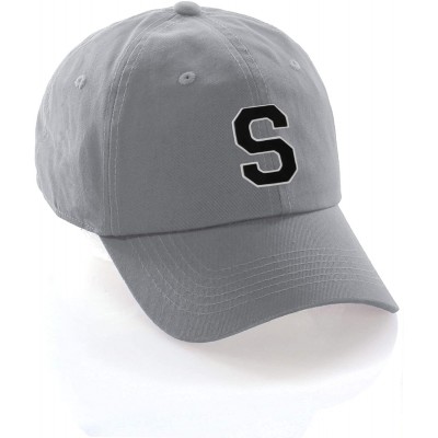 Baseball Caps Custom Hat A to Z Initial Letters Classic Baseball Cap- Light Grey White Black - Letter S - C318NDNWS5W $13.15