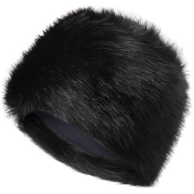 Skullies & Beanies Faux Fur Cossack Russian Style Hat for Ladies Winter Hats Ski Christmas Caps - Black - CR18HWGHL3H $18.06