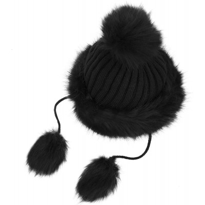 Skullies & Beanies Cute Warm Plush Fluffy Faux Fur Hood Hat Spirit Ears Wolf Bear Cat Costume Hat - Black 2 - CM18AOOYGYA $10.44