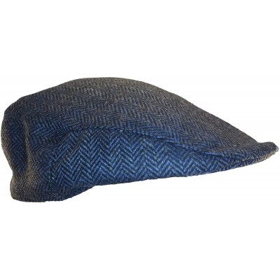 Newsboy Caps 100% Wool Irish Flat Cap Blue Herringbone - CQ1807Z408L $52.13