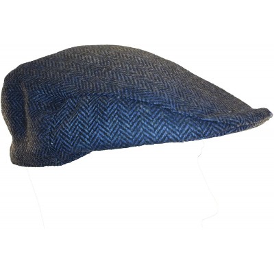 Newsboy Caps 100% Wool Irish Flat Cap Blue Herringbone - CQ1807Z408L $52.13