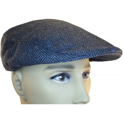 Newsboy Caps 100% Wool Irish Flat Cap Blue Herringbone - CQ1807Z408L $52.13