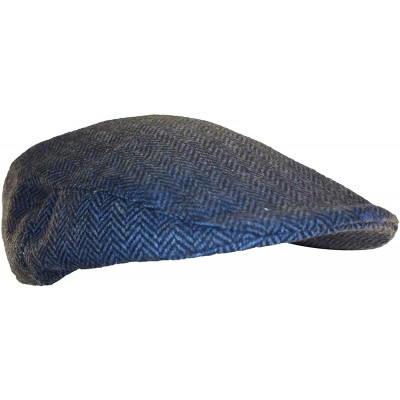 Newsboy Caps 100% Wool Irish Flat Cap Blue Herringbone - CQ1807Z408L $52.13