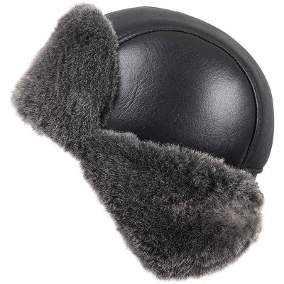 Bomber Hats Women's Shearling Sheepskin Aviator Russian Trapper Fur Winter Hat - Black - CM11NH5I2QV $60.02