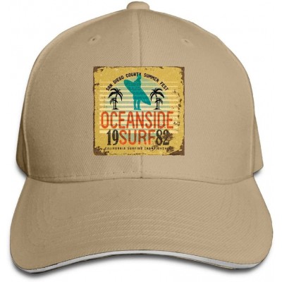 Skullies & Beanies Cotton Adjustable Baseball Cap Oceanside Surf 1982.png- Snapback Hat - Natural - CU183M4AKAU $20.01