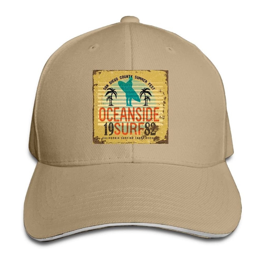 Skullies & Beanies Cotton Adjustable Baseball Cap Oceanside Surf 1982.png- Snapback Hat - Natural - CU183M4AKAU $20.01