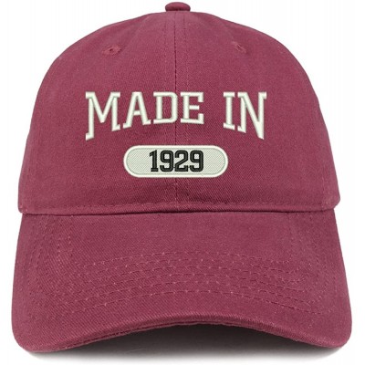 Baseball Caps Made in 1929 Embroidered 91st Birthday Brushed Cotton Cap - Maroon - C118C9EUY6Q $33.93