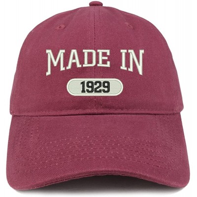 Baseball Caps Made in 1929 Embroidered 91st Birthday Brushed Cotton Cap - Maroon - C118C9EUY6Q $21.59