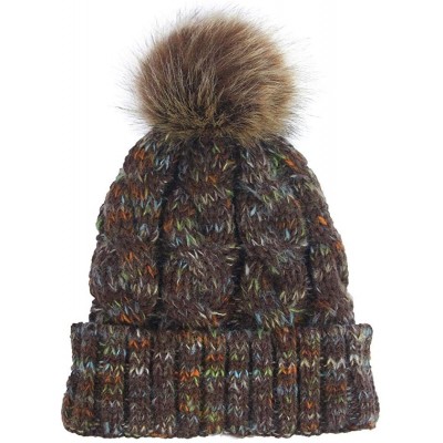 Skullies & Beanies Women Fashion Winter Warm Ponytail Patchwork Knitted Cap Hats & Caps - Coffee - C318AK2HMWK $32.24
