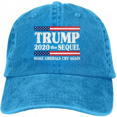 Baseball Caps Trump 2020 The Sequel Make Liberals Cry Again Men Women Washed Baseball Cap - Blue - CC196YEGI35 $12.12