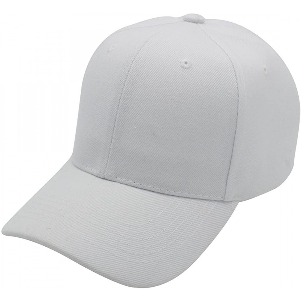 Baseball Caps Baseball Cap Men Women - Classic Adjustable Plain Hat - White - CJ17YKCHY4S $7.72