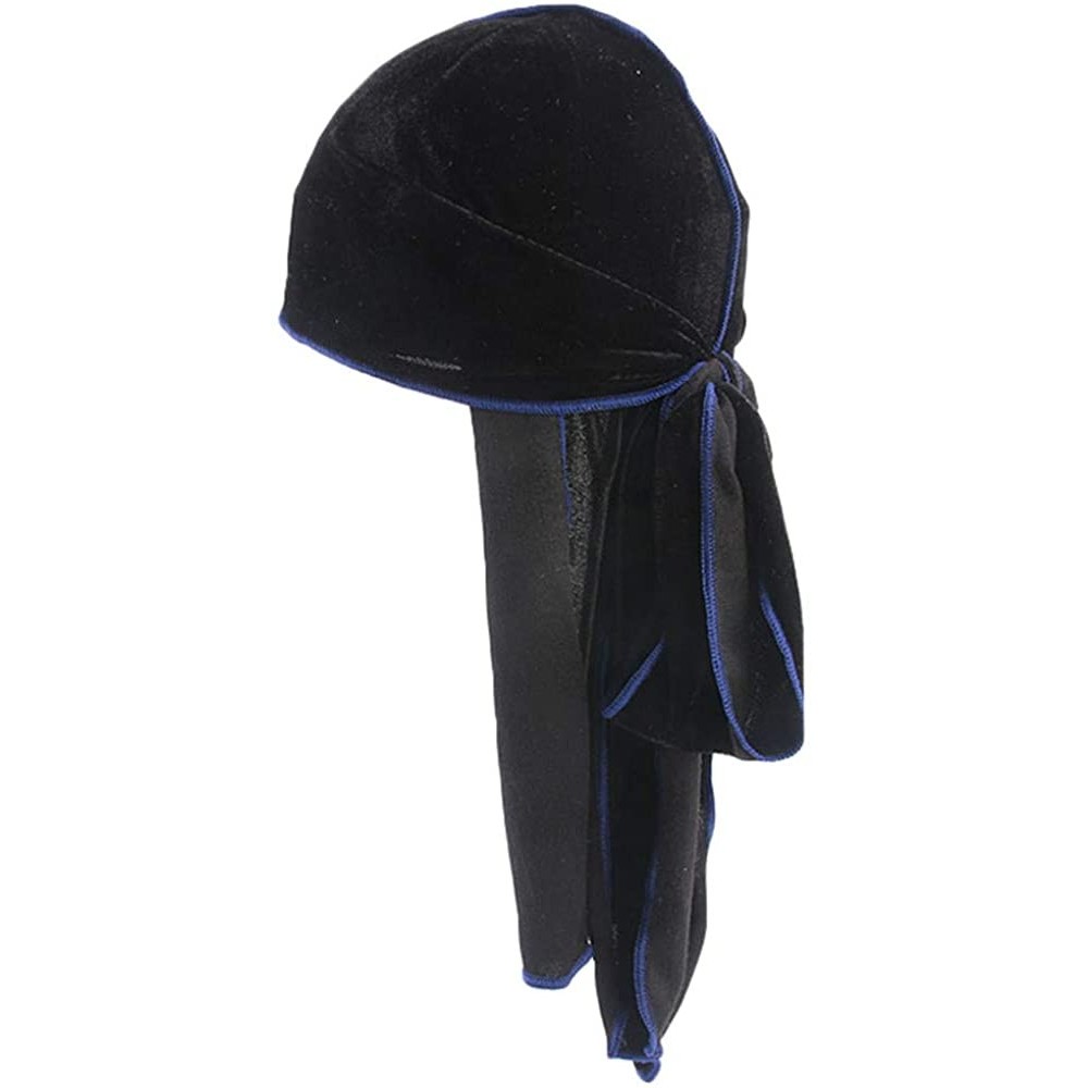 Skullies & Beanies Unisex Men Women's Fashion Velvet Bandana Hat Durag Rag Tail Headwrap Headwear - I - C918N99Z6ZQ $8.38
