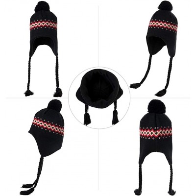 Skullies & Beanies Women Knit Beanie Snow Winter Hat Ski Cap with Pom for Girl Cold Weather 54-60cm - 00799-black - CQ18ZCZT0...