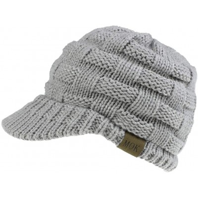 Skullies & Beanies Womens Knit Visor Beanie Newsboy Cap Winter Warm Hat Cold Snow Weather - Gray - CP18YH9XX6L $9.57