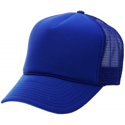 Baseball Caps Blank Mesh Adjustable Snapback Cotton 6-Panel Trucker Hat Cap - Royal - C811YW35LCP $7.36