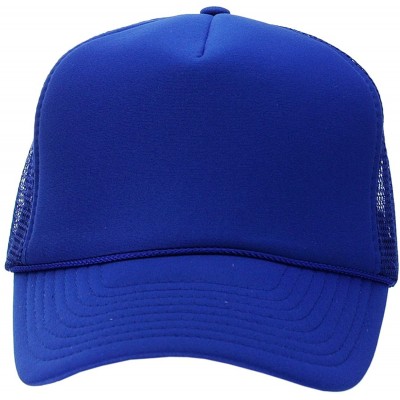 Baseball Caps Blank Mesh Adjustable Snapback Cotton 6-Panel Trucker Hat Cap - Royal - C811YW35LCP $7.36