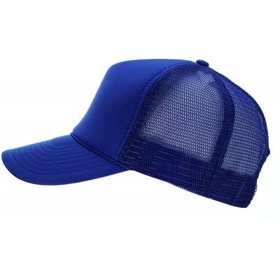 Baseball Caps Blank Mesh Adjustable Snapback Cotton 6-Panel Trucker Hat Cap - Royal - C811YW35LCP $7.36
