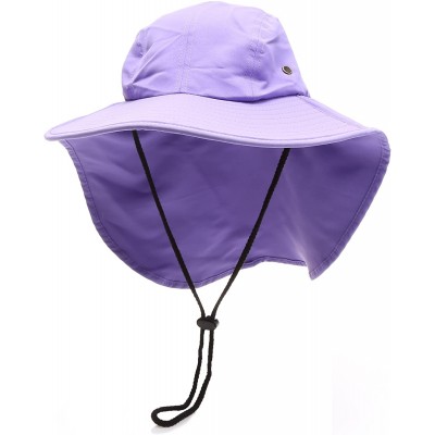 Sun Hats Outdoor Sun Protection Hunting Hiking Fishing Cap Wide Brim hat with Neck Flap - Lavender - C718G7XN368 $12.56