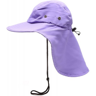 Sun Hats Outdoor Sun Protection Hunting Hiking Fishing Cap Wide Brim hat with Neck Flap - Lavender - C718G7XN368 $12.56