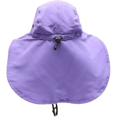 Sun Hats Outdoor Sun Protection Hunting Hiking Fishing Cap Wide Brim hat with Neck Flap - Lavender - C718G7XN368 $12.56