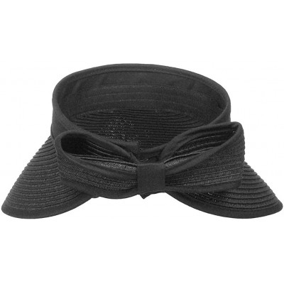 Sun Hats Women's Wide Brim Straw Roll Up Sun Visor Hat Cap - Black - CS12CVKN6TF $12.51
