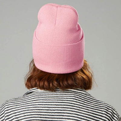 Skullies & Beanies 50% Wool Short Knit Fisherman Beanie for Men Women Winter Cuffed Hats - 5-pink - CH18Z34N879 $10.01