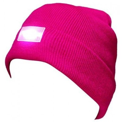 Skullies & Beanies Mens Winter 5 lED Lights Lighted Night Fishing Knitt Beanie Hat Cap Roll-up Brim - Rose - CF1298502OX $9.86