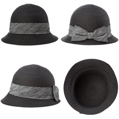 Bucket Hats Womens UPF50 Foldable Summer Sun Beach Straw Hats Accessories Wide Brim - 89316_black - CG17XXKR966 $16.74