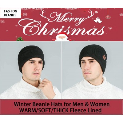 Skullies & Beanies Winter Daily Beanie Slouchy Knit Stocking Hat- Warm Fleece Skull Cap for Men and Women - Black - C418AOWZH...