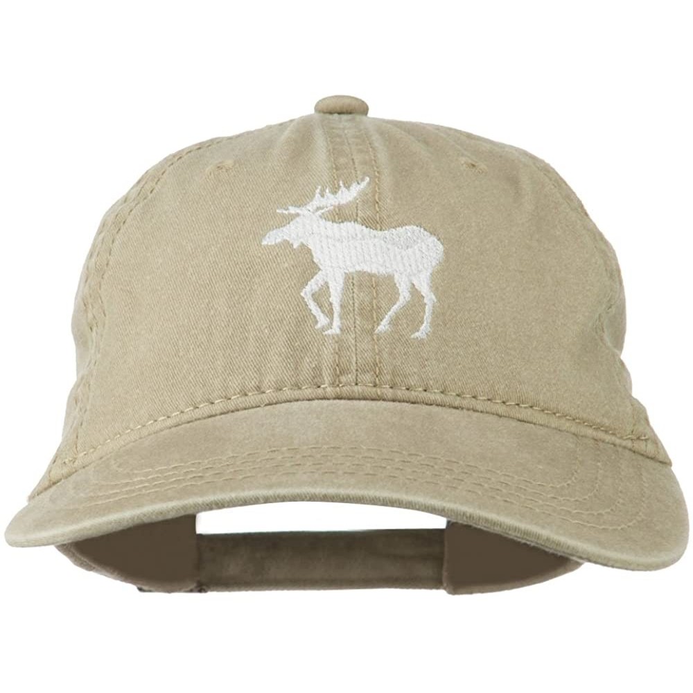 Baseball Caps American Moose Embroidered Washed Cap - Khaki - CT11QLM65AV $23.68