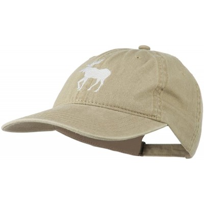 Baseball Caps American Moose Embroidered Washed Cap - Khaki - CT11QLM65AV $23.68