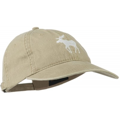 Baseball Caps American Moose Embroidered Washed Cap - Khaki - CT11QLM65AV $23.68