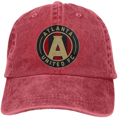 Baseball Caps Hip Hop Atlanta United Racer Adjustable Cowboy Cap Denim Snapback Hat for Women Men - Red - CJ18R8XEL3D $14.98