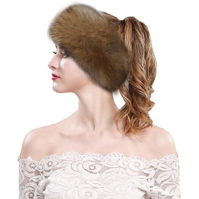 Cold Weather Headbands Women's Faux Fur Headband Elastic Head Warmer Luxurious Earmuff Snow Hat - Raccoon - CR18K6CY73L $12.27