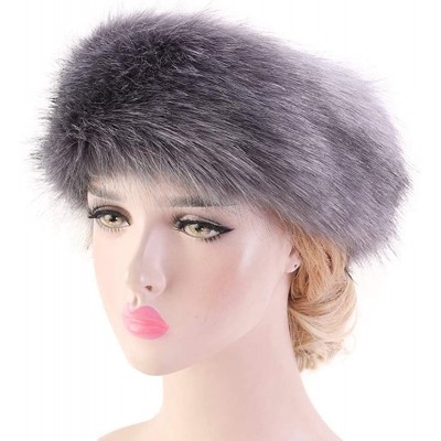 Cold Weather Headbands Women's Faux Fur Headband Elastic Head Warmer Luxurious Earmuff Snow Hat - Raccoon - CR18K6CY73L $12.27