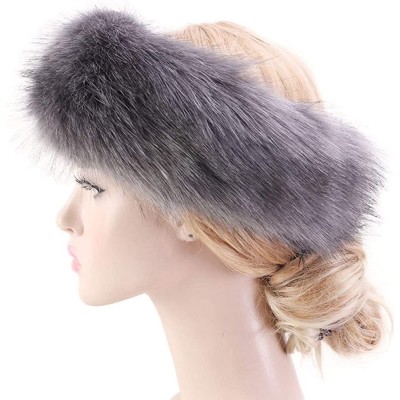 Cold Weather Headbands Women's Faux Fur Headband Elastic Head Warmer Luxurious Earmuff Snow Hat - Raccoon - CR18K6CY73L $12.27