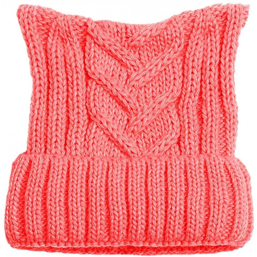 Skullies & Beanies Winter Knit Beanie Lady Women Rights March Pussycat Hat Handmade Cap - Watermelon Red - CB18L3XHN57 $9.95