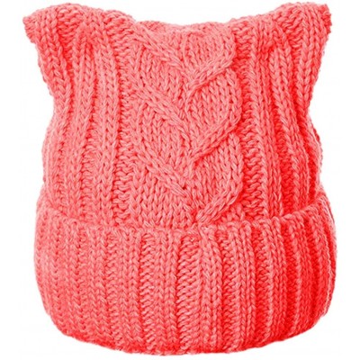 Skullies & Beanies Winter Knit Beanie Lady Women Rights March Pussycat Hat Handmade Cap - Watermelon Red - CB18L3XHN57 $9.95