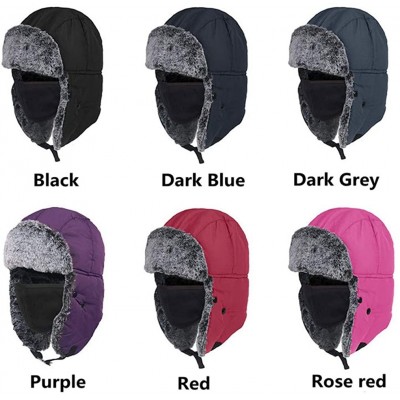 Bomber Hats Winter Warm Trapper Hat with Windproof Mask Winter Ear Flap Hat for Men Women - Purple - C218M5QHX02 $19.77