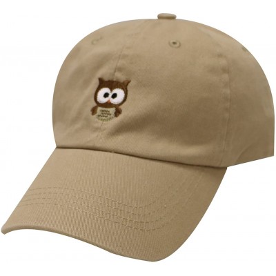 Baseball Caps Cute Owl Cotton Baseball Cap - Khaki - CJ12JGTOQP7 $24.24