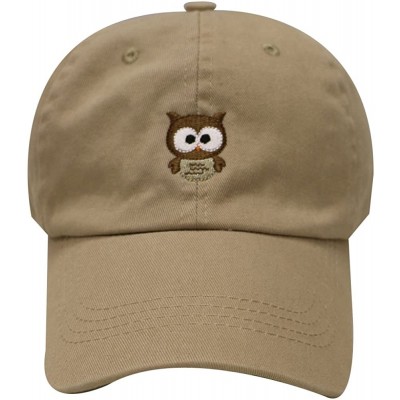 Baseball Caps Cute Owl Cotton Baseball Cap - Khaki - CJ12JGTOQP7 $14.85