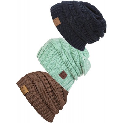 Skullies & Beanies Women's 3-Pack Knit Beanie Cap Hat - C718LRLTG47 $18.92