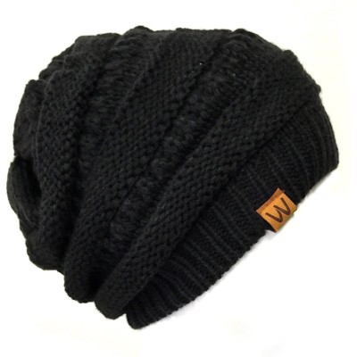 Skullies & Beanies Slouchy Winter Beanie Cap Hat Set of 2 - Black and Dark Carrot - CW12KO79M27 $17.30