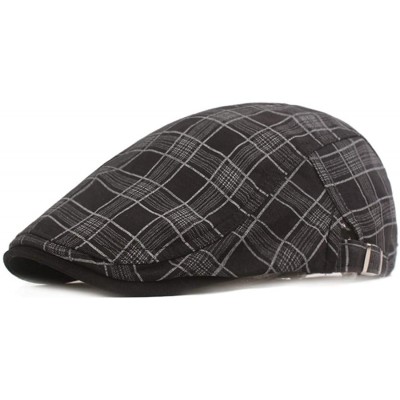 Newsboy Caps Colored Plaid Longshoreman`s Flat Cap Irish Ivy Newsboy Hat - 1975 Black+red - CM197KOUKA7 $11.97