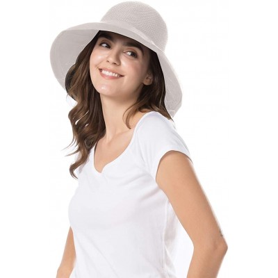 Sun Hats Women Wide Brim Sun Hats Foldable UPF 50+ Sun Protective Bucket Hat - Reticulated-beige - CF18SXOE3IN $17.73