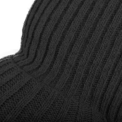 Visors Winter Outdoor Solid Knit Visor Beanie Hat with Neckerchief Fleece Lined Knit Cap - Black - CI188A7I2KD $19.94