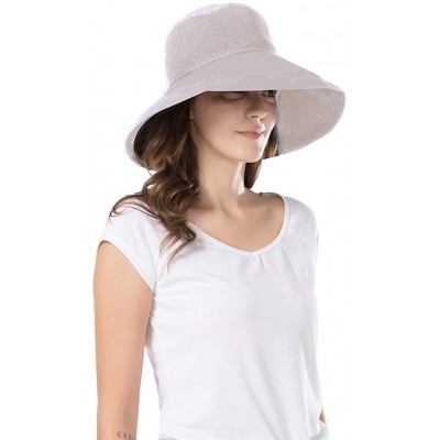 Sun Hats Women Wide Brim Sun Hats Foldable UPF 50+ Sun Protective Bucket Hat - Reticulated-beige - CF18SXOE3IN $17.73