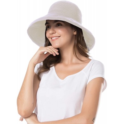 Sun Hats Women Wide Brim Sun Hats Foldable UPF 50+ Sun Protective Bucket Hat - Reticulated-beige - CF18SXOE3IN $17.73