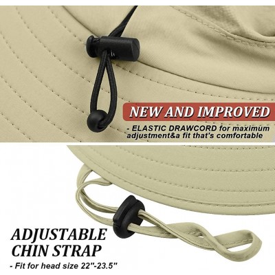 Sun Hats Waterproof Sun Hat Outdoor UV Protection Bucket Mesh Boonie Hat Adjustable Fishing Cap - Khaki - CZ184RN2G0O $16.83