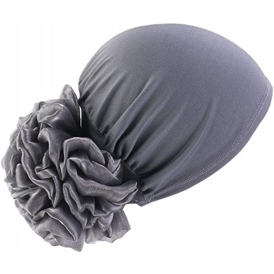 Skullies & Beanies 1Pack / 2Packs Women Flower Elastic Turban Beanie Head Wrap Chemo Cap Hat - Gray - C818OSXXIT7 $21.57